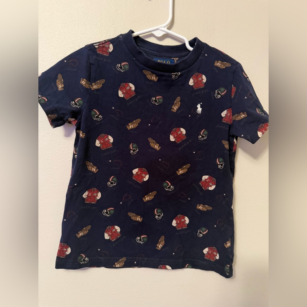 Polo by Ralph Lauren Kids Navy Football Patterned T-Shirt